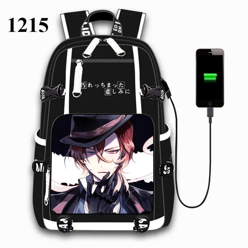 Anime Dogs USB Port Backpack Bag School Book Students Outdoor