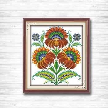

Fancied flowers colourful crafts painting dmc 14CT 11CT counted cross stitch Needlework Set Embroidery kits chinese cross stitch
