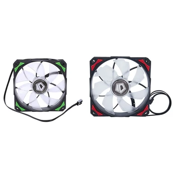 

2Pcs Controller Cooler Pl - 12025 120 Mm Led Fans 4 Pin Pwm Control - Red-Black & Green + Black