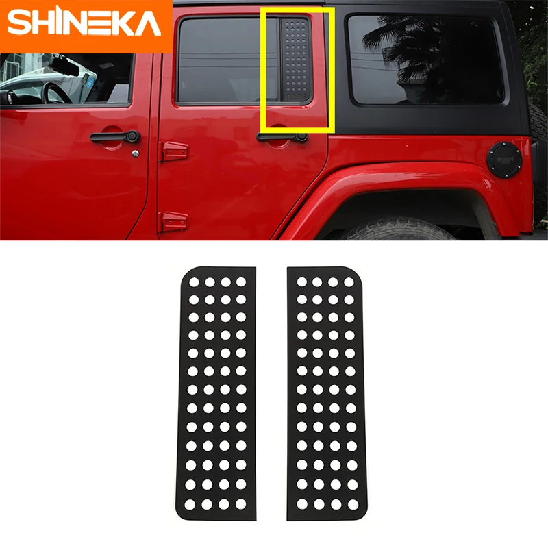 SHINEKA Auto Außen für Jeep Wrangler JK 2007-2017 4 Türen Hinten Auto Tür Dreieck Glas Panel Trim Abdeckung dekorative Aufkleber