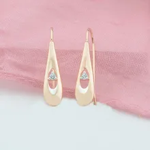 FJ 2 стиль женские 585 розовое золото цвет смешанный белый кристалл новые серьги Легко замок