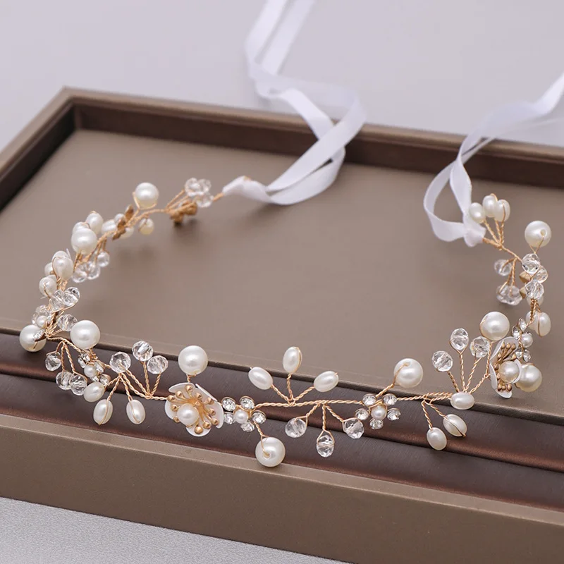 New High Grade Wedding Bridal Hair Accessories Handmade Shiny Rhinestone Flower Pearl Headband Bridal Wedding Headdress LL@17