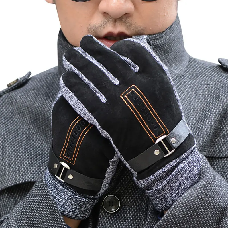 Мужские кожаные лыжные перчатки зимние Утепленные флисовые теплые зимние перчатки для спорта на открытом воздухе мотоциклетные перчатки для сноуборда