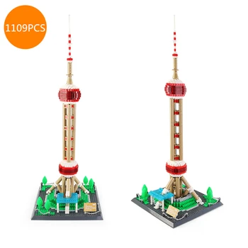 

World Famous Architecture Shanghai Oriental Pearl Tower Classic Model DIY Building Blocks Sets Bricks Toys for Children gifts