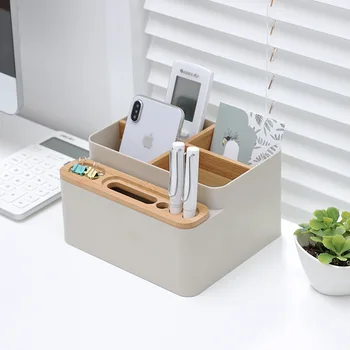 

Simple Japan Style Detachable Desktop Storage Box For Remote Control Mobile Phone Makeup Brushes Holder Organizer