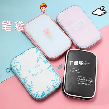 

Creative PU Pencil Case Large Storage Pencil Bag Simple Style Zipper Pencil Bag for Boys&Girls Cute School Stationery Supplies