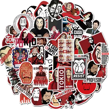 

50Pcs TV Show Money Heist La Casa De Papel Money Home Toy Car Decoration Suitcase Scooter Refrigerator PVC Waterproof Sticker