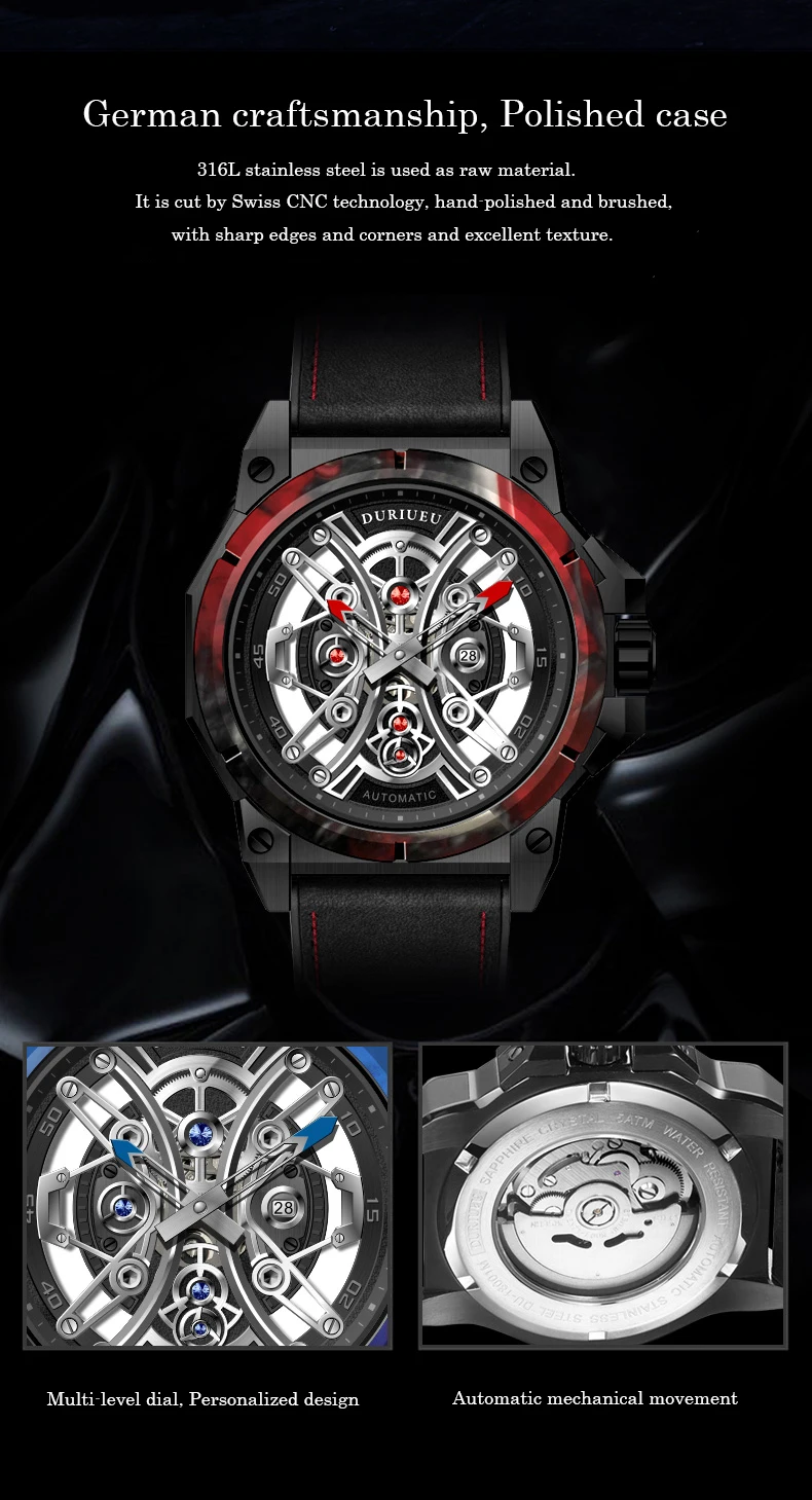 Tedesco Orologio Meccanico Automatico di Scheletro Di Lusso Degli Uomini di  Orologi Zaffiro di Carbonio saldatura anello cinturino In Gomma Relogio  Masculino|Mechanical Watches| - AliExpress