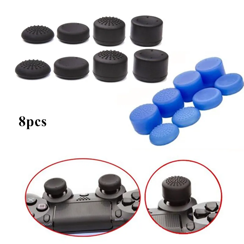 8Pcs Soft Silicone Thumb Grip Stick Cap Cover Case Heightened Anti Slip Accessory For Sony Play