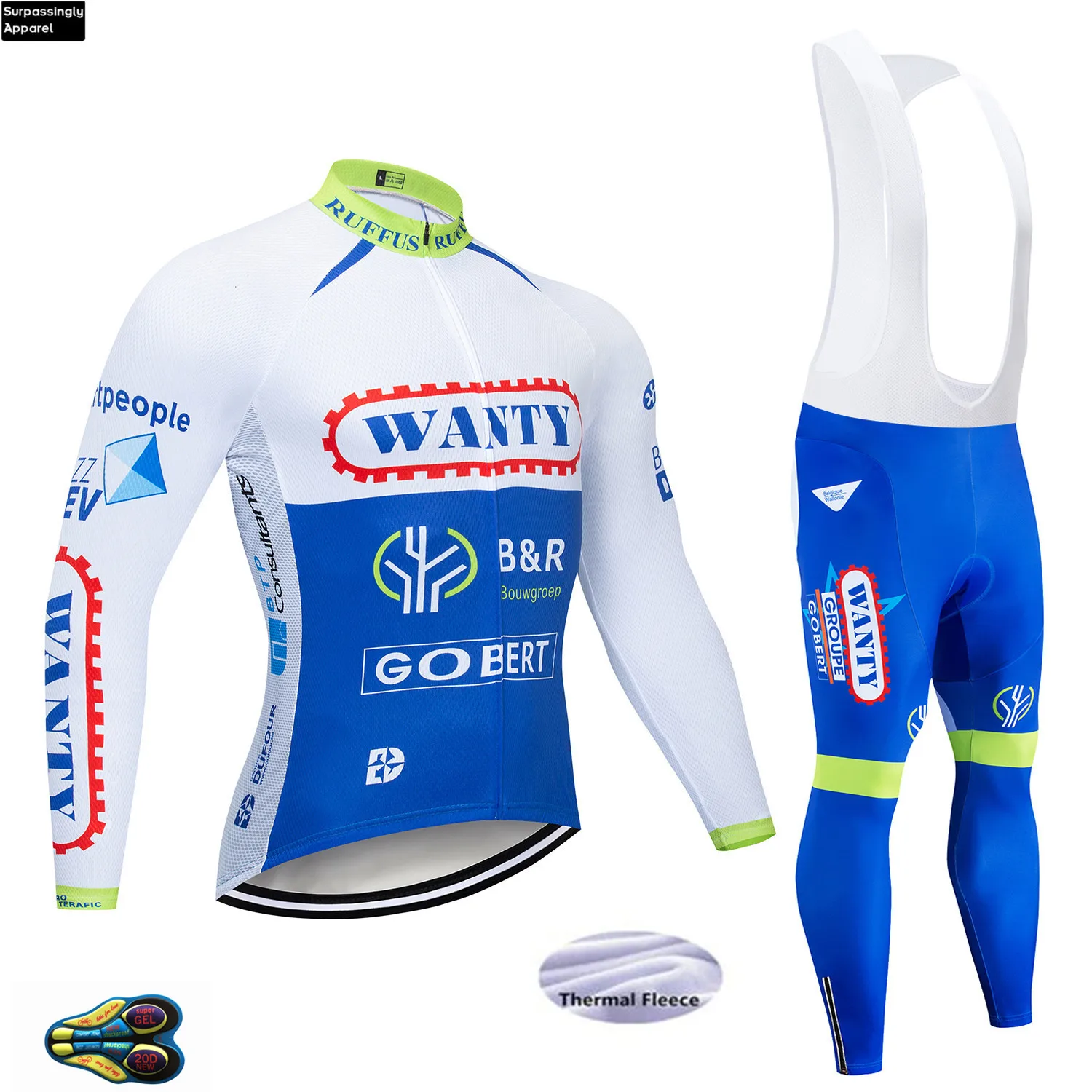 

2019 Winter TEAM Pro Cycling Jersey WANTY 20D Gel Pad Bike Pants Set MTB Ropa Ciclismo Thermal Fleece Bicycling Maillot Culottes