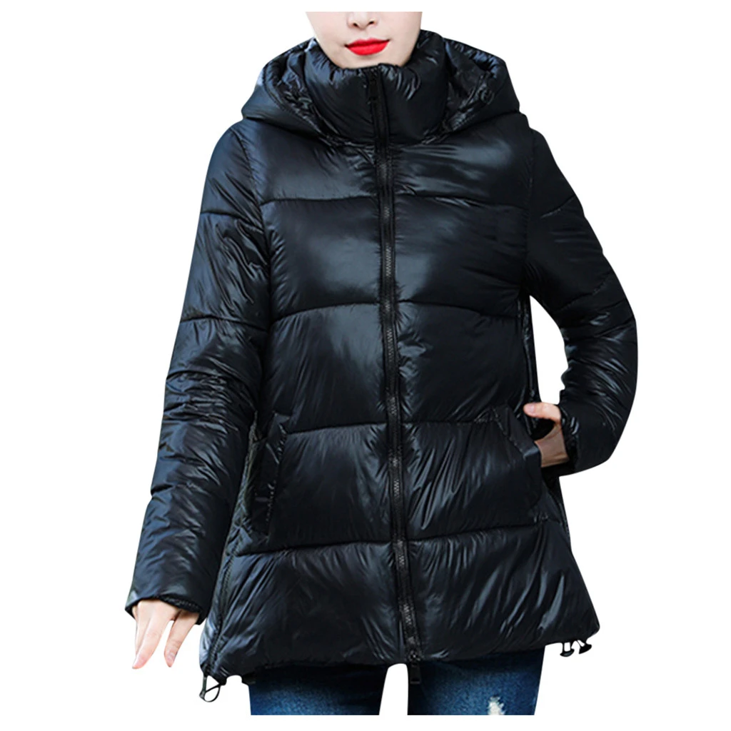 Женская длинная парка с капюшоном CHAMSGEND Теплая стеганая хлопковой подкладкой