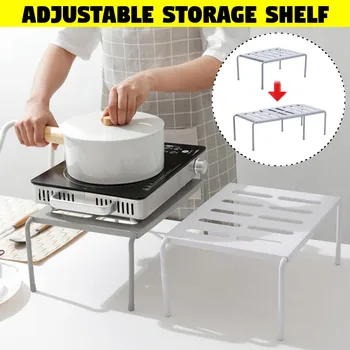 

Adjustable Kitchen Storage Rack Cupboard Storage Shelf Single Layer Kitchen Organizer Wardrobe Shoe Organizer Saving Space