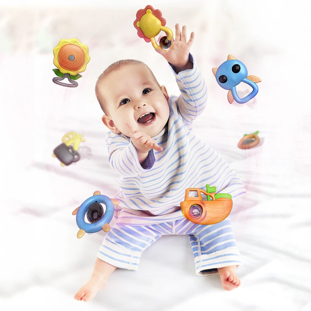 Tumama детская зимняя одежда для малышей из кожи с животными из мультфильмов, колокольчик Набор погремушек раннего образования игрушка-головоломка