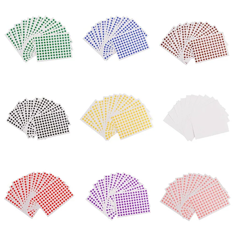 

12pcs/set Pack 6mm DIY Stickers Colorful Writing Round Sticker Dot Blank Self-adhesive Circle Paper Tag