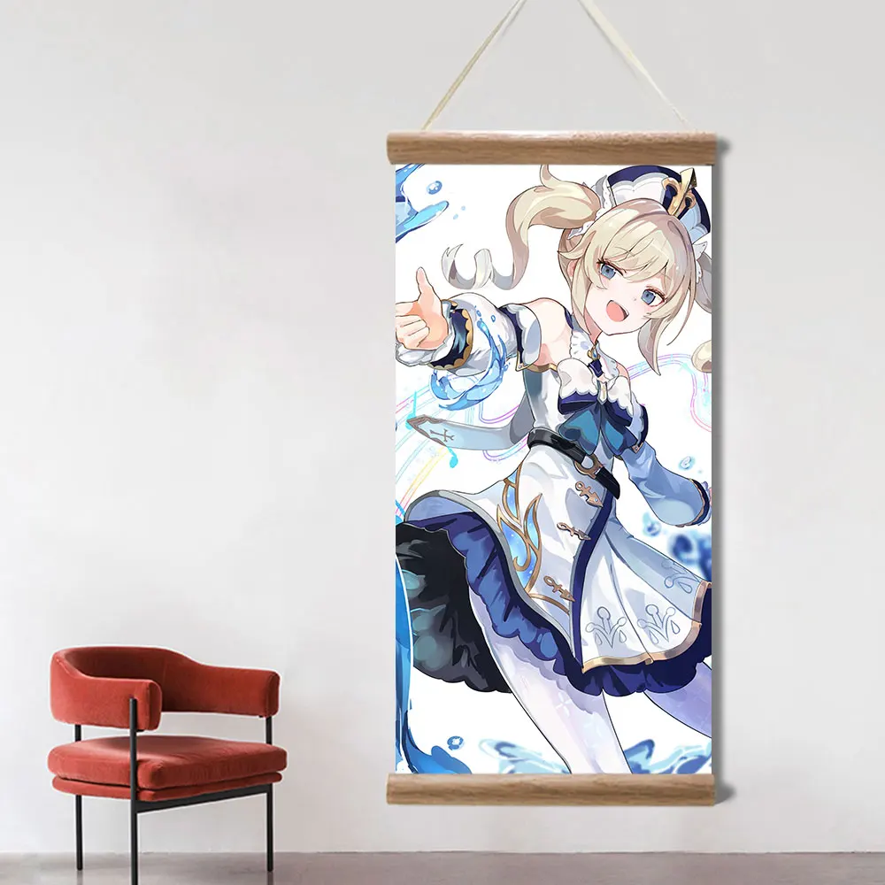 Genshin Impact Poster Barbara Ganyu Xiao Sexy Anime Picture Wall Canvas Posters Art Game Scroll Paintings for Living Room Decor