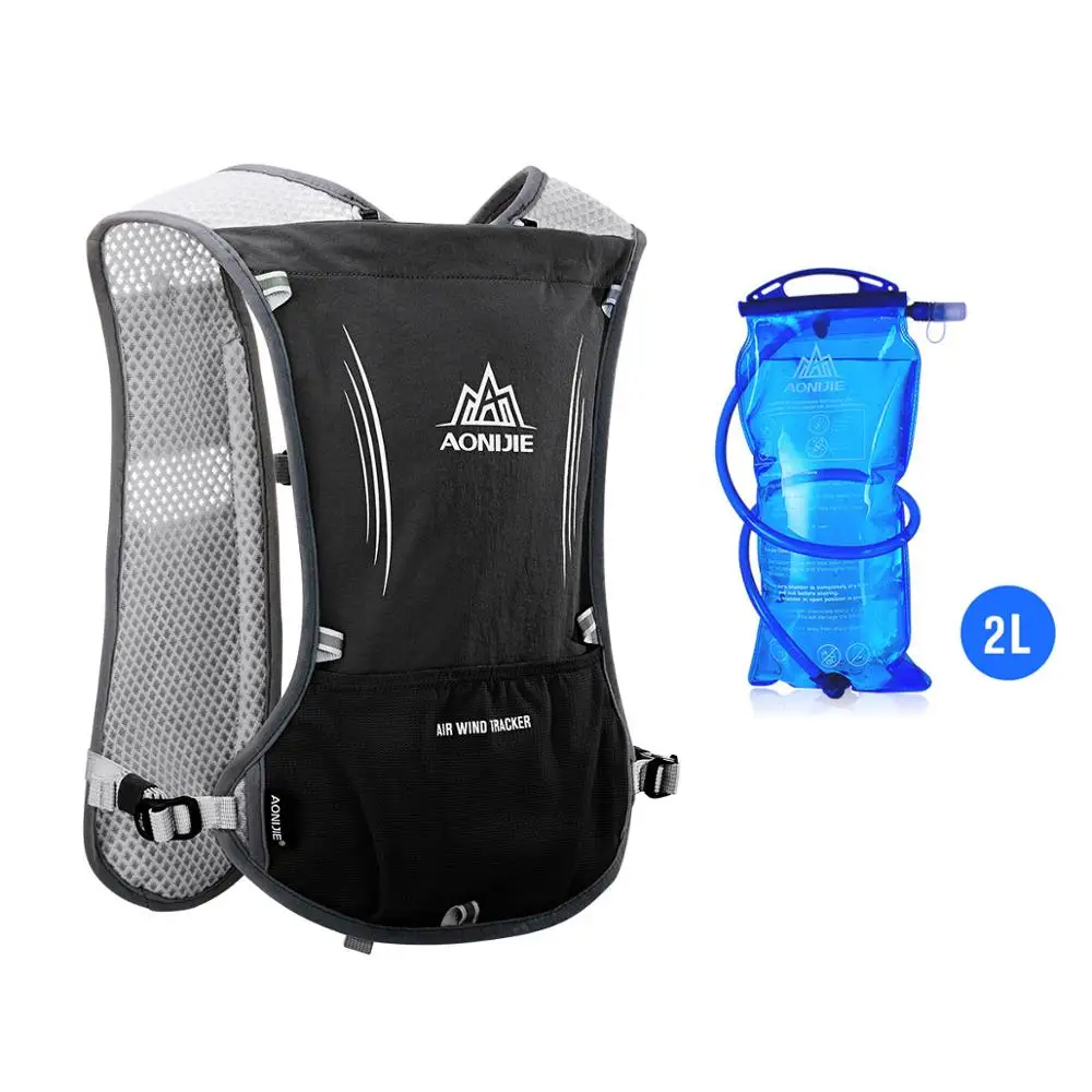 Black 2L bag AONIJIE E913S 5L гидратация пакет рюкзак сумка жилет для 1.5L водный Пузырь Пешие прогулки бег марафон Гонки Спорт на открытом воздухе - Цвет: Black 2L bag