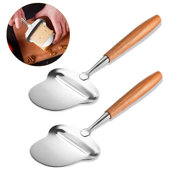 

2 Pieces Cheese Slicer Spatula Plane Cheese Planer Ham Shaver Sliced Cheese Spatula Wood Handle Durable Kitchen Tool
