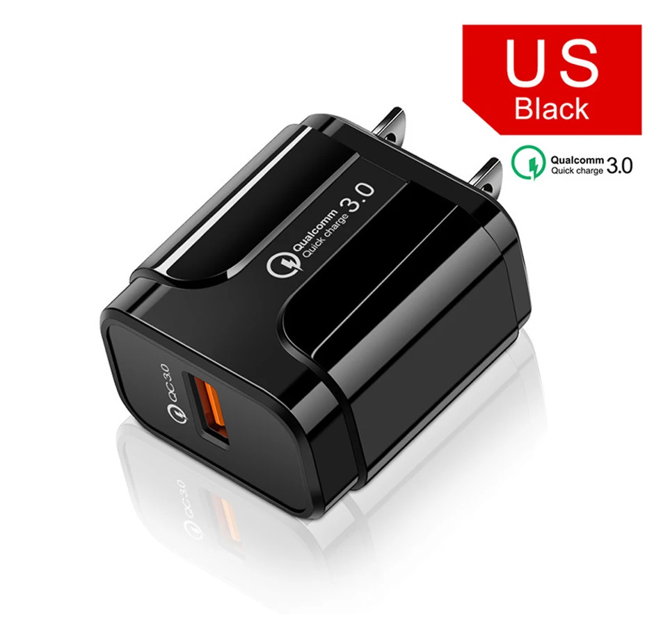 18 Вт Быстрая зарядка 3,0 Qualcomm QC 3,0 4,0 быстрое зарядное устройство USB портативное зарядное устройство для мобильного телефона iPhone samsung Xiaomi - Тип штекера: US Black