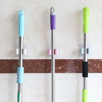 

3 pcs Wall Mounted Mop Organizer Holder Brush Broom Hanger Home Storage Rack Bathroom Suction Hanging Pipe Hooks Household Tools