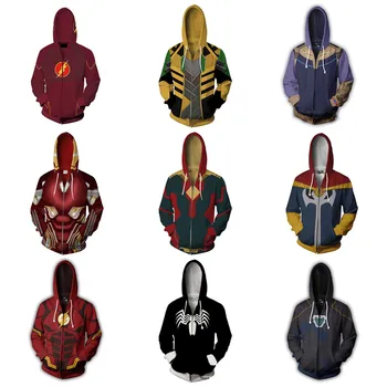 

Avengers: Infinity War Tony Stark Hoodies Sweatshirts Cosplay Costume 2019 Iron Man 3D Print Zippered Thanos Hooded Sweatshirt