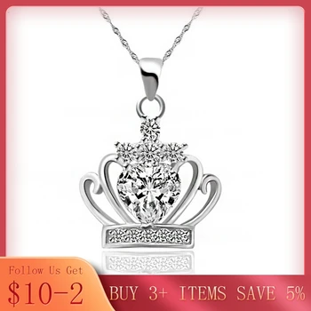 

CODEDOG 100% Real 925 Sterling Silver 4 Color Crown Pendant Necklace For Women Making Fine Jewelry Wedding Birthday Gift N083