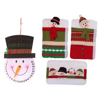 

1 Set Snowman Kitchen Appliance Refrigerator Handle Door Covers & Snowman Calendar - Christmas Decoration
