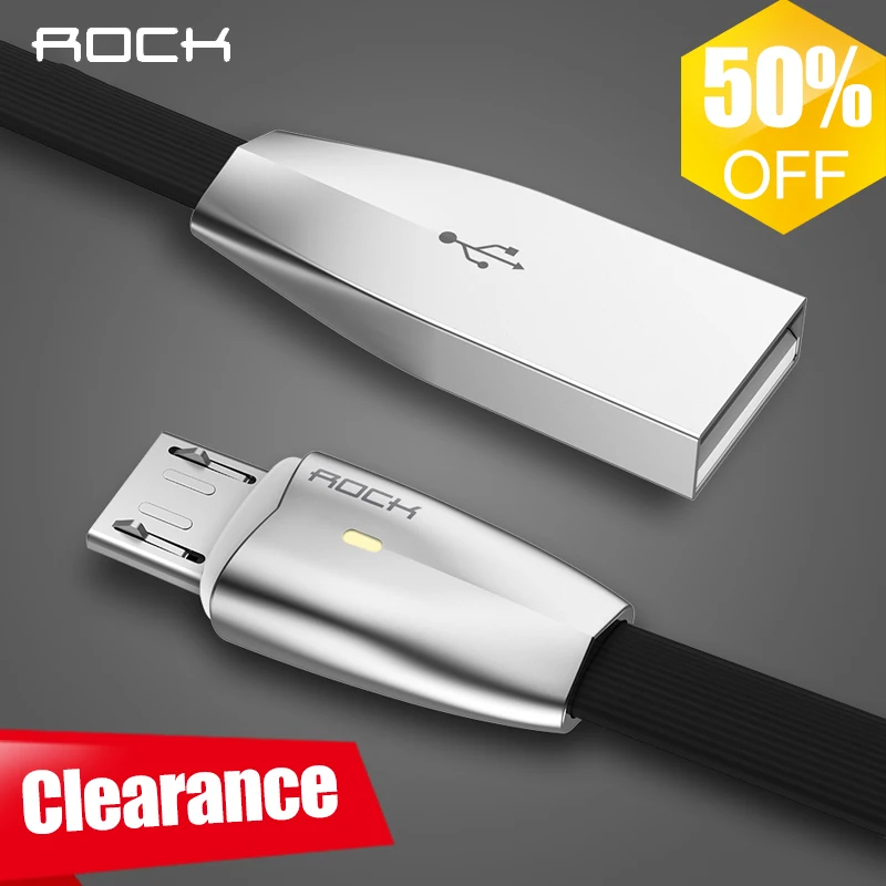 Кабель Micro USB со светодиодной подсветкой 3D кабель ROCK 2A из цинкового сплава лампой