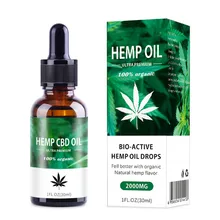Органическое конопляное масло, натуральное средство для сна, антистрессовый экстракт конопли, капли для боли, тревоги и снятия стресса, 2000 мг содержит КБР
