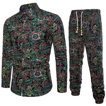 

Fashion Shirts For Men Long Sleeve Floral Print Shirt Autumn Shirts Men Dress Camisa Button Lapels Collar Male Turn Down Collar