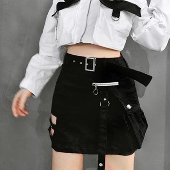 

2019 Sexy Ladies Skirt High Waist Gothic Punk Dance Clubwear Short Mini Bodycon Skirts Black