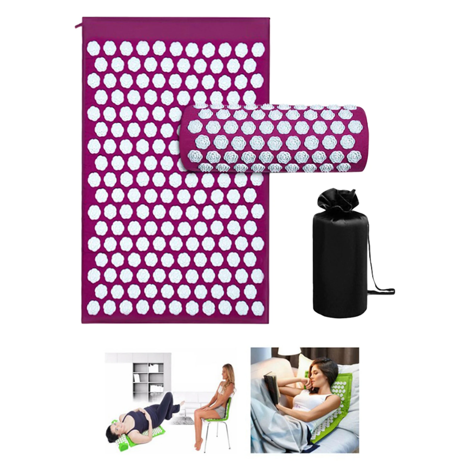 Trigger Point Therapy Acupressure Mat and Pillow Set for Back Neck Pain Relief Relieves Stress