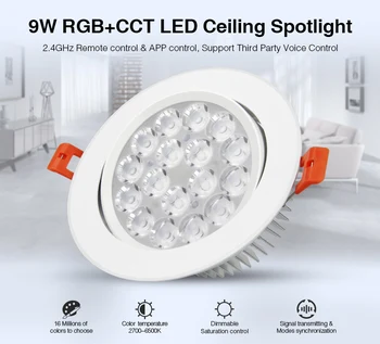 

Miboxer AC100V - 240V 9W RGB+CCT LED Ceiling Spotlight focos spot light 220V indoor lamp work remote and wifi phone app control