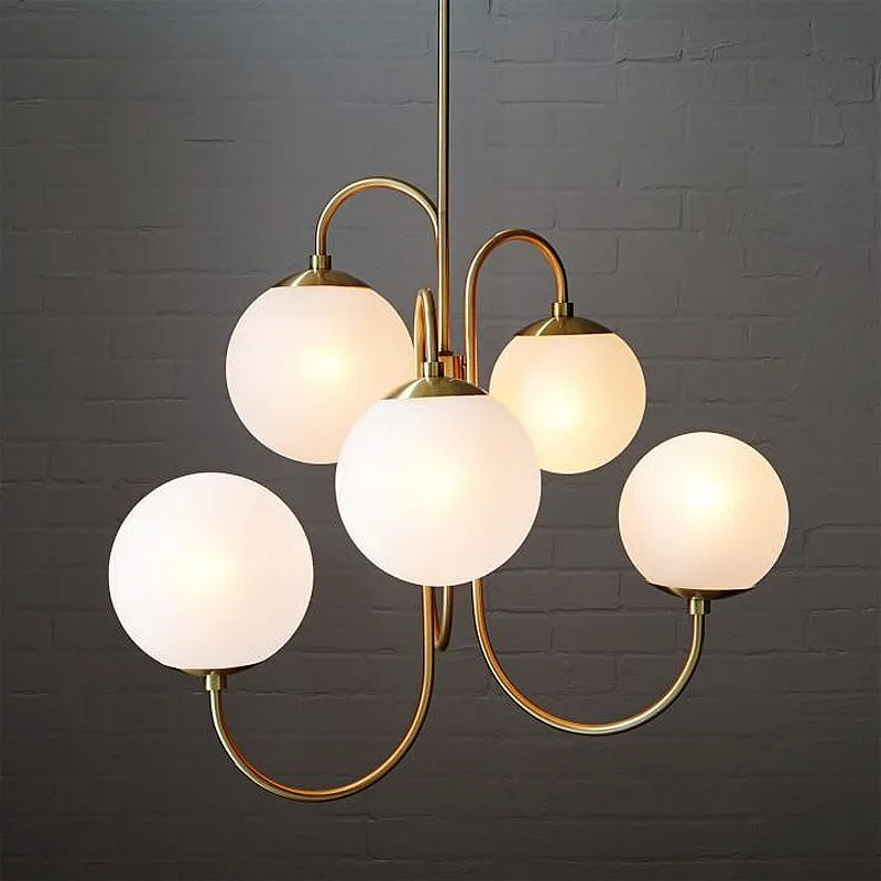 

Postmodern simplicity Golden LED chandelier lighting Glass ball hanging lamp Nordic living room restauranthome deco fixtures