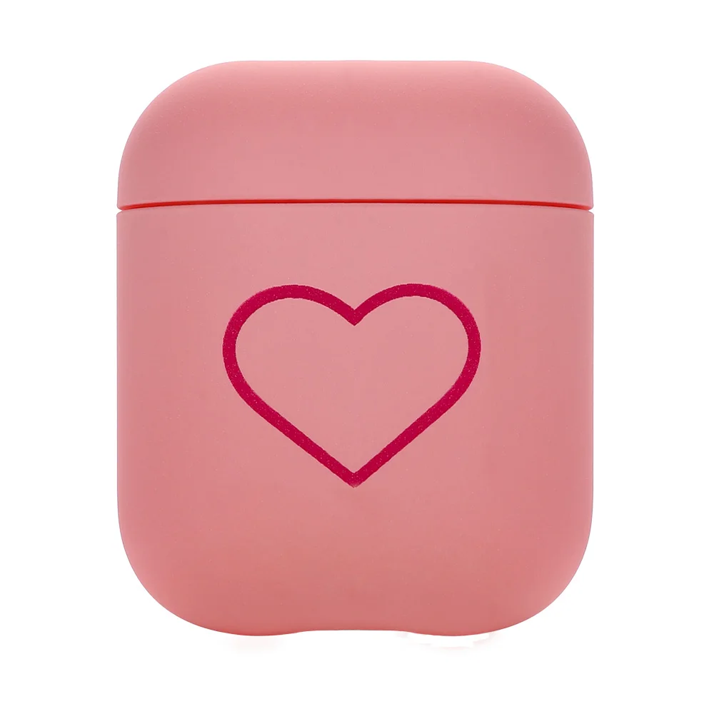 Чехол для наушников чехол Apple AirPods 1 2 жесткий Bluetooth защитный розовый узор любовь