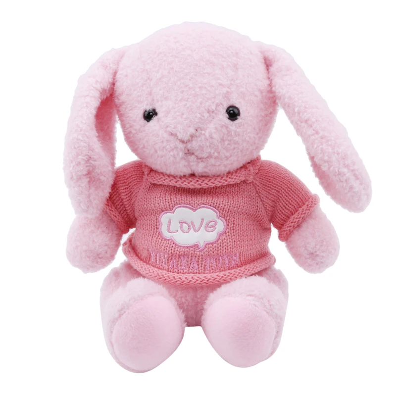 

New Arrival Lovely Rabbit Long Ear Plush Kids Toys Stuffed Rabbit Toy Sweater Can Be Taken Off Toy For Children