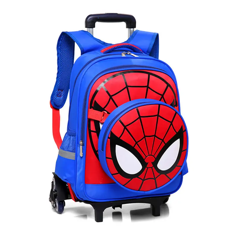 

Spideman Kids School Bags Boys Children School Bags With 2/6 Wheels Back Pack Girls Trolley School Bag Removable Luggage Backpac