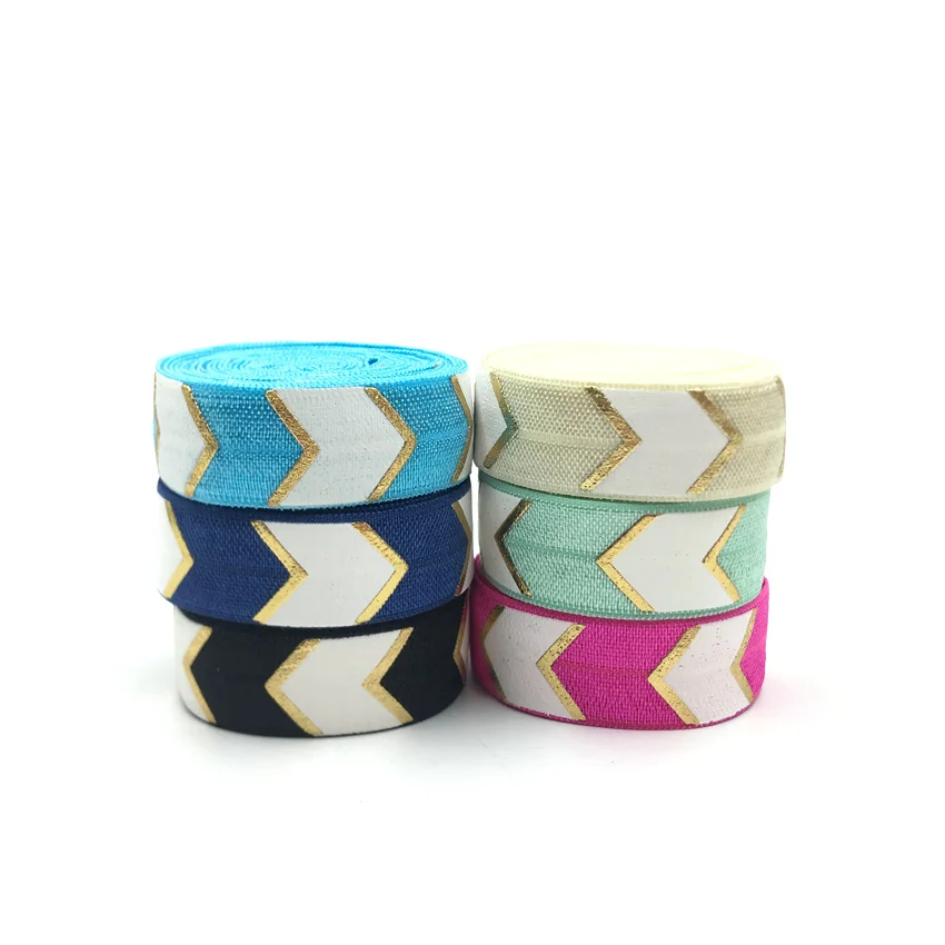 

5Yard/lot Fold Over Elastic with Arrow Print Chevron Foldover Elastic Ribbon For Elastic Hair Band DIY Hair Accessories