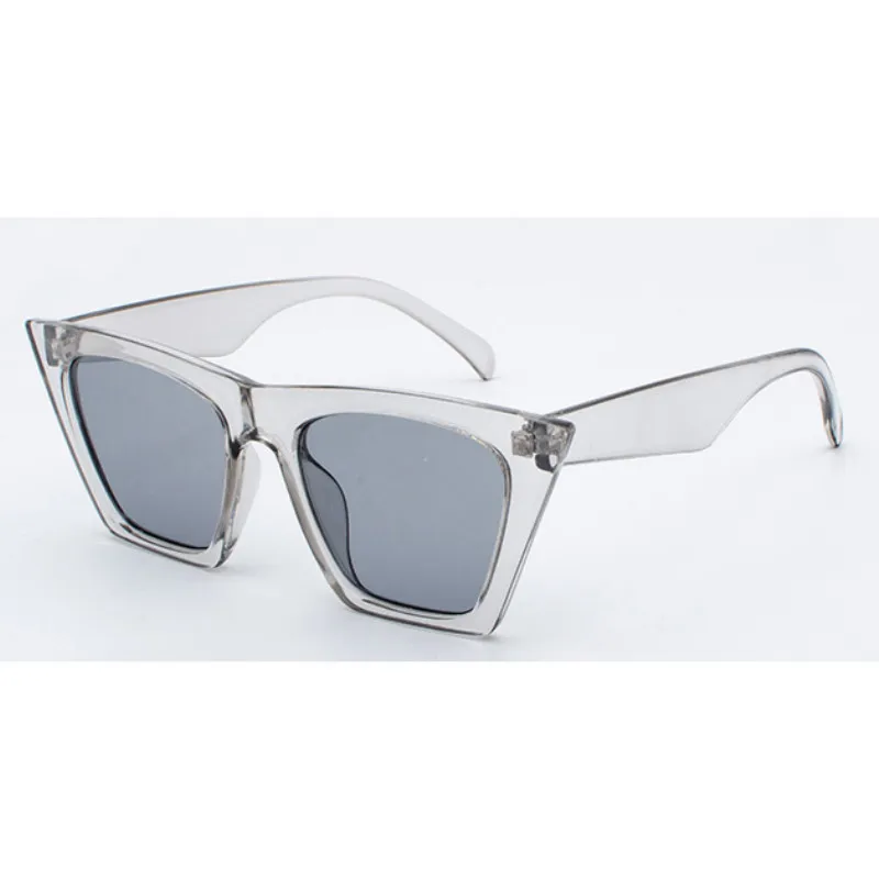Новые брендовые Солнцезащитные очки Квадратные очки персонализированные кошачьи глаза Цветные солнцезащитные очки трендовые Универсальные солнцезащитные очки uv400 занавес - Цвет линз: Transparent gray