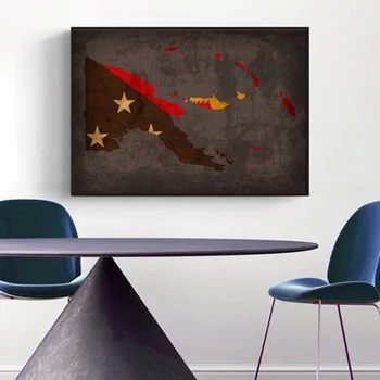 

Country Flag Maps Poster Papua New Guinea Flag Map Canvas Print Home Decor Wall Art Decor No Frame