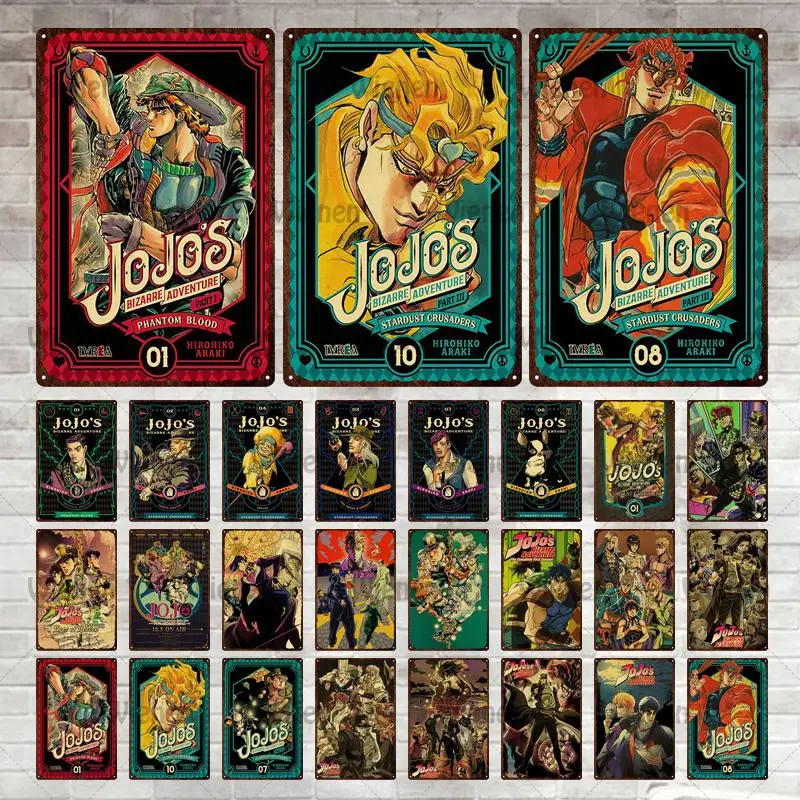 

Classic Anime Metal Tin Sign Jojo's Bizarre Adventure Anime Metal Poster Vintage Wall Art Tin Decor for Pub Bar Metal Plate Sign
