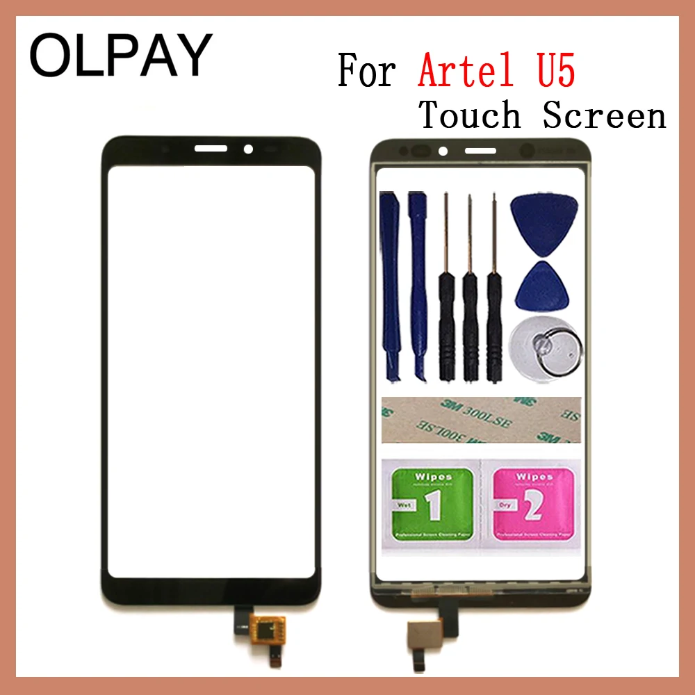 OLPAY мобильный сенсорный экран для Artel U5 сенсорный экран дигитайзер панель Fornt стекло сенсор Бесплатный клей+ салфетки