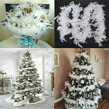 

5PCS 2M Christmas Decoration Christma Tree White Feather Xmas Ribbon Boa Strip Party Garl DIY Craft