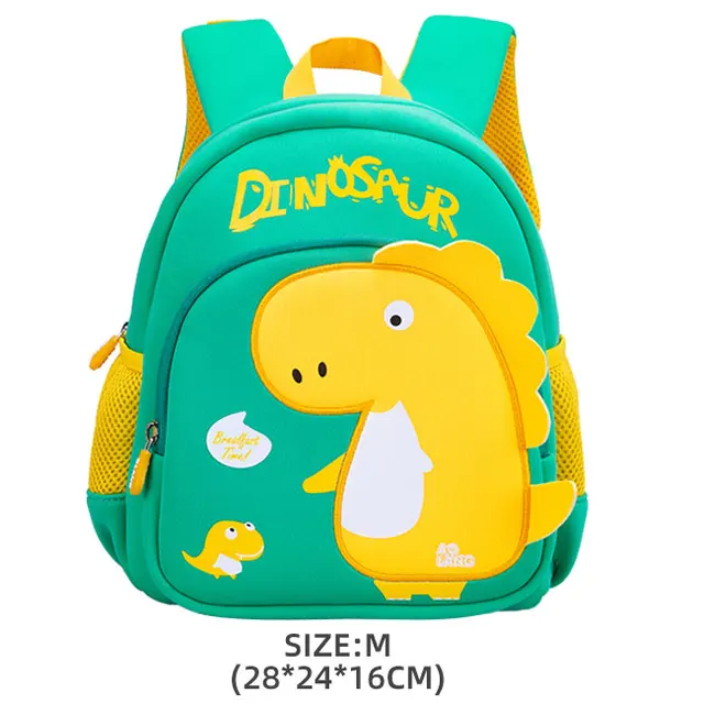 GREATOP New Children School Bags 3D Dinosaur Cartoon Kids Bag Cute Toddler School Boys Backpack Kindergarten Mochila Infantil C-Green-M