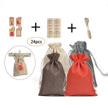 

Christmas Gift Bags Candy Bag Storage Drawstring Pouch Christmas Decoration Santa Deer Elk Ride New Year Supplies 4Color Canvas