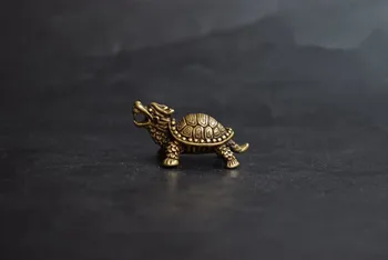

China Pure brass dragon turtle small statue