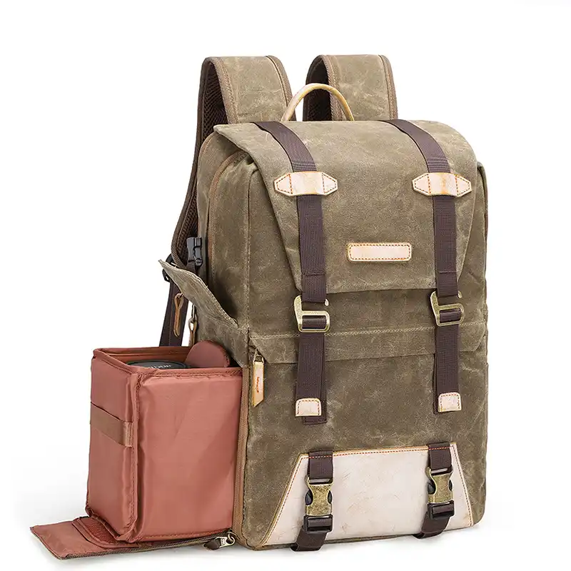 leather camera backpack women's