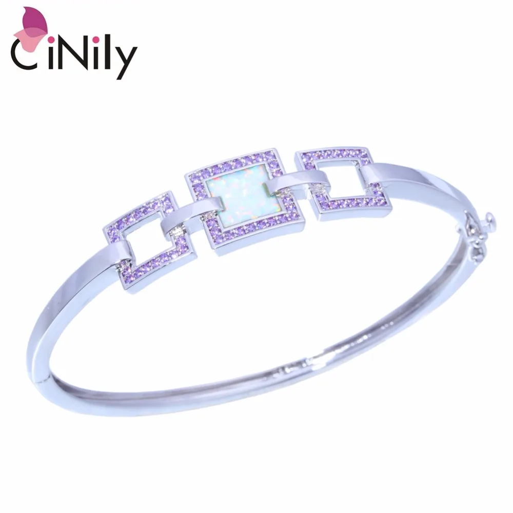 Женский браслет CiNily с белым оранжевым огненным опалом фиолетовым цирконом