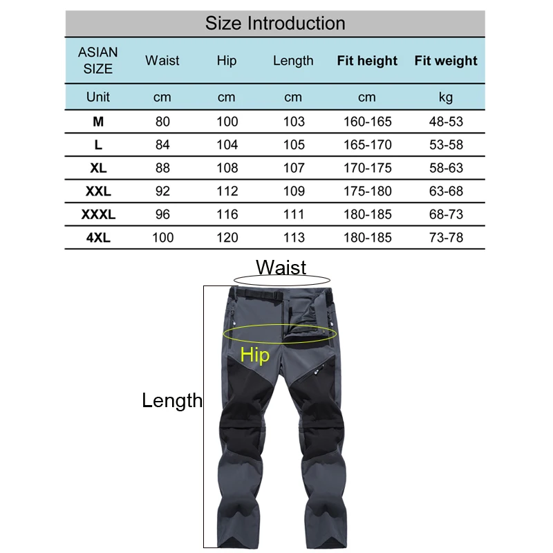 TRVLWEGO Men's Elastic Waist Pants Camping Hiking Man Summer Outdoor Sport Trekking Cycling Travel Quick Dry Trousers hiking pants