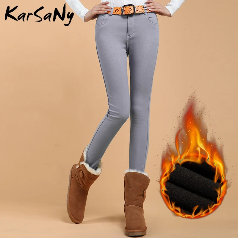 Повседневные Зимние флисовые штаны для женщин, плюс размер, брюки с высокой талией, обтягивающие штаны для женщин, бархатные женские брюки, зимние для офиса - Цвет: Gray