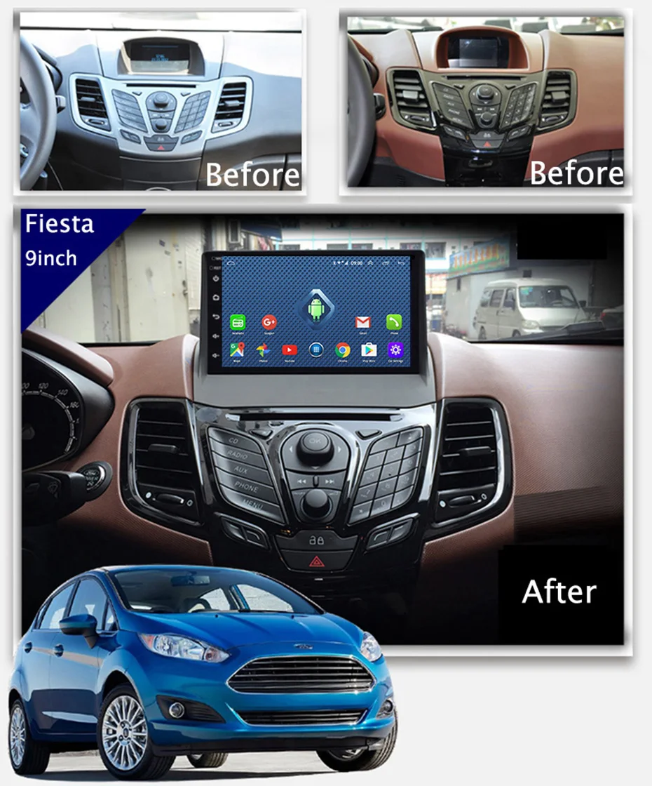 " четырехъядерный Android 8,1 Автомобильный gps Радио навигатор для Ford Fiesta 2009- с 4G/Wifi DVR